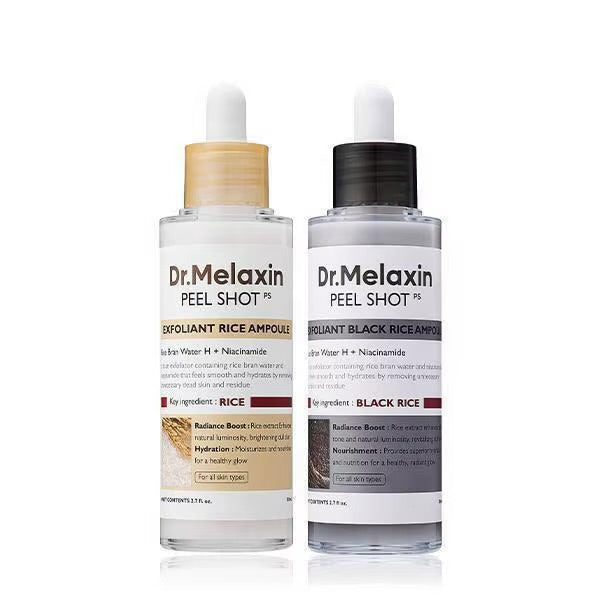 Dr. Melaxin Rice Glow Exfoliant Ampoule – 2PCS (White & Black Rice)