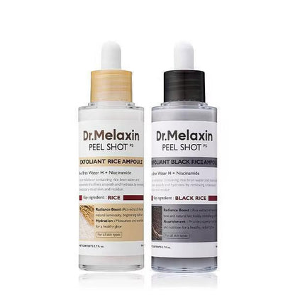Dr. Melaxin Rice Glow Exfoliant Ampoule – 2PCS (White & Black Rice)